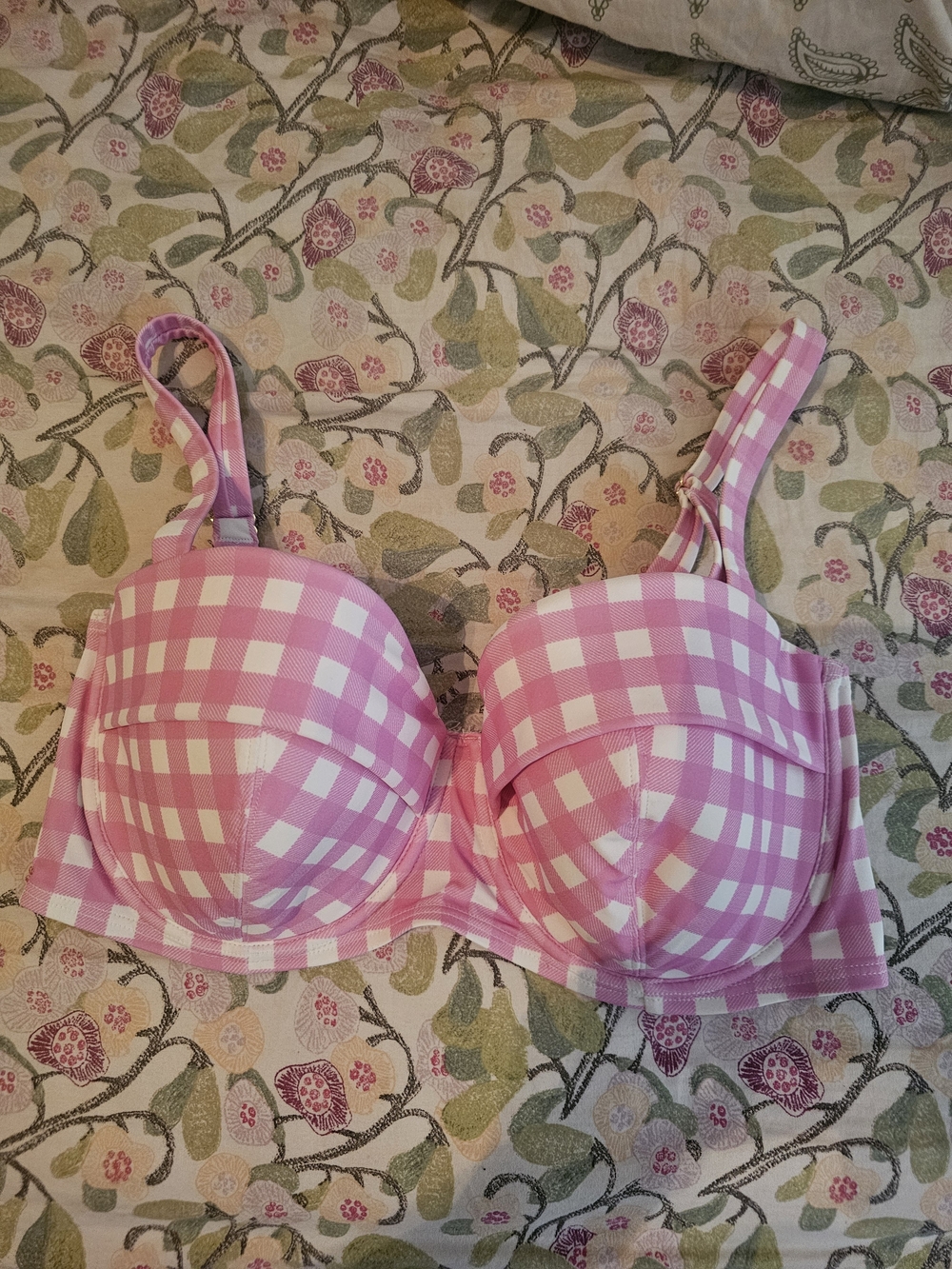 Adore Me Pink Gingham Underwire Bikini Top
